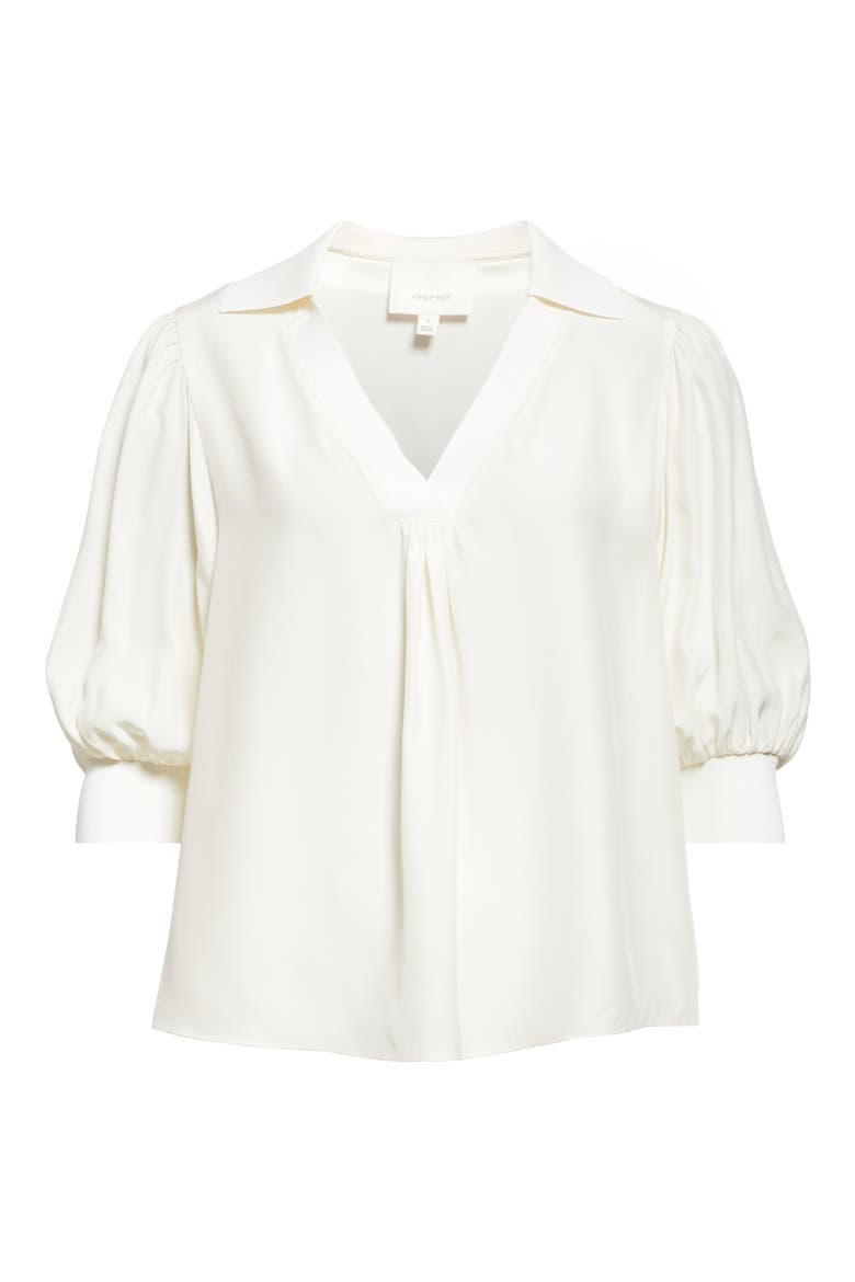 Weldon Collar Silk Top, Alternate, color, IVORY