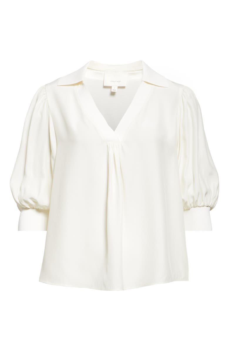 Cinq à Sept Weldon Collar Silk Top, Alternate, color, Ivory