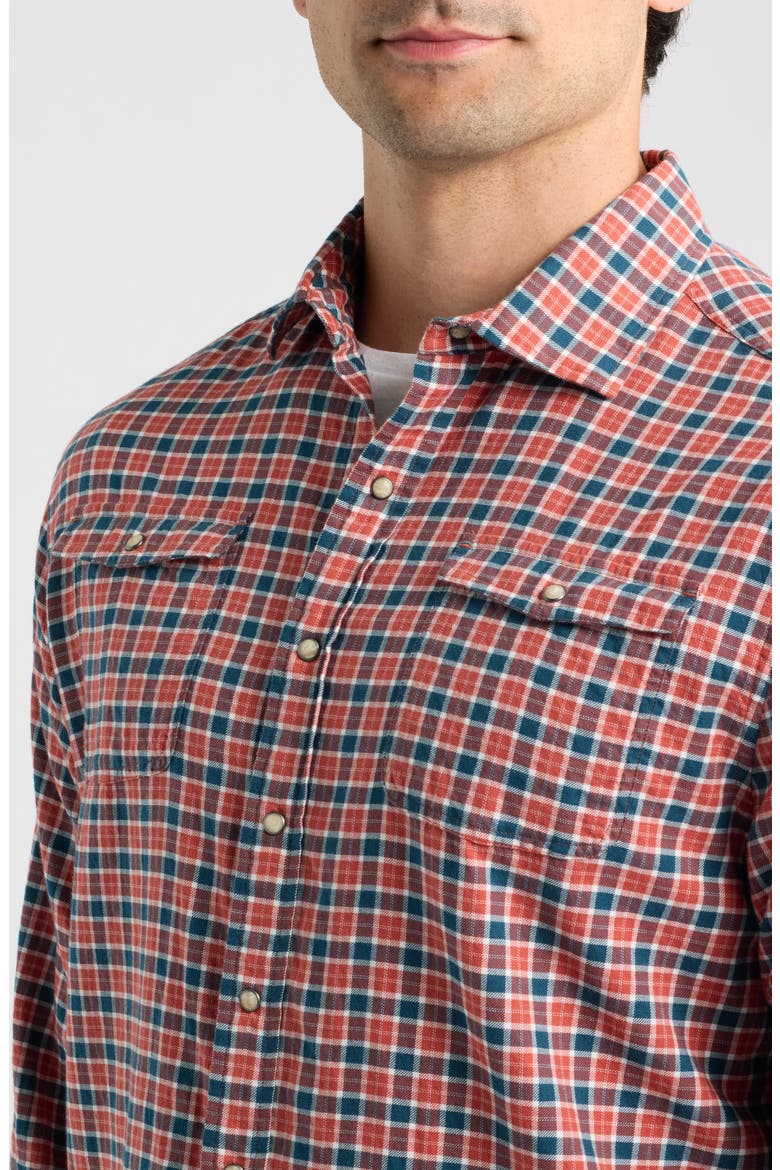 Snap Check Long Sleeve Button Up Shirt, Alternate, color, MALIBU RED