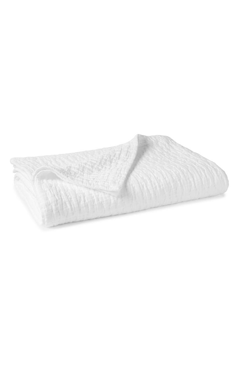 Coyuchi Pescadero Organic Cotton Matelassé Blanket, Main, color, Alpine White
