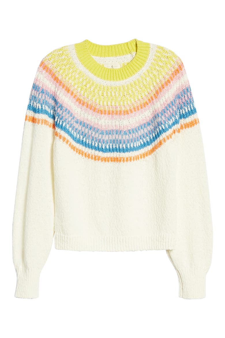 Fuzzy Fair Isle Sweater, Alternate, color, WHISPER WHITE