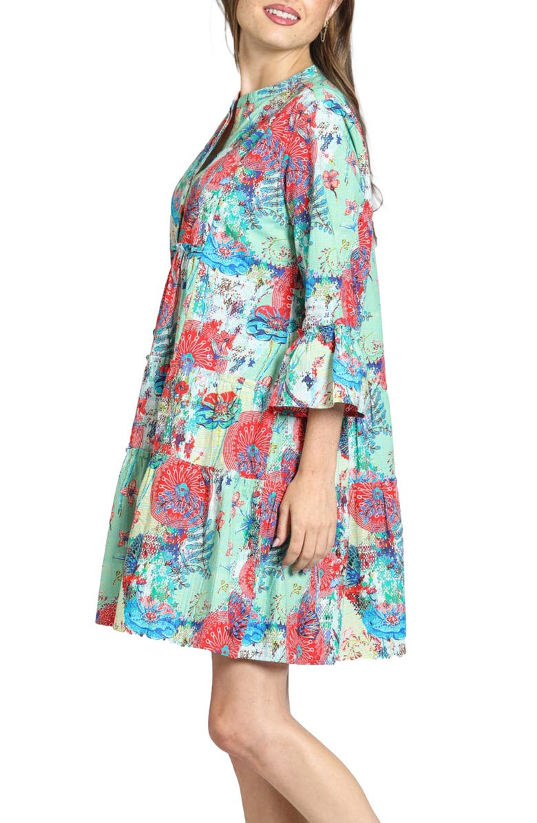 APNY Mix Print Tunic Dress, Alternate, color, Mint Green Multi
