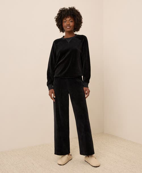 Pact Pure Velour Crew Sweatshirt In Black