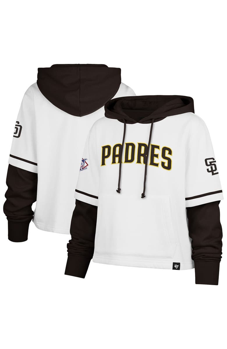 '47 Women's '47 White San Diego Padres Trifecta Shortstop Cropped Pullover Hoodie, Main, color, White