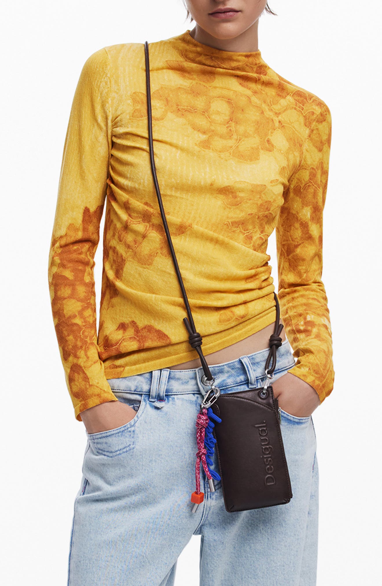 Desigual Faux Leather Crossbody Wallet, Alternate, color, Dark Brown