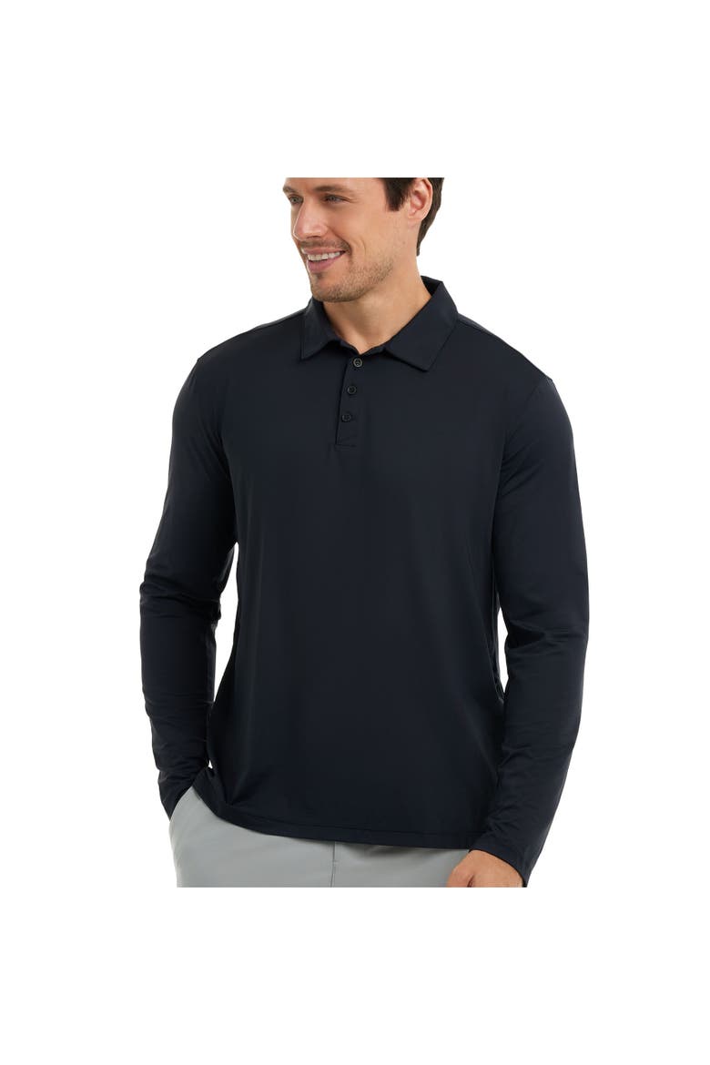 Men's Long Sleeve Collared Shirt with Sun and UV Protection, Main, color, Black