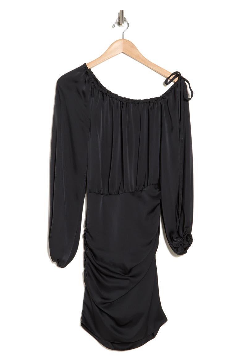 Louisa Off the Shoulder Long Sleeve Minidress, Alternate, color, BLACK