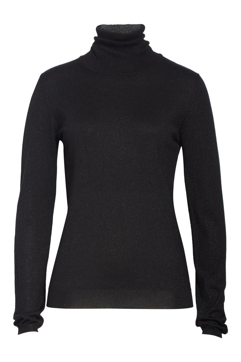 Metallic Turtleneck Sweater, Alternate, color, BLACK
