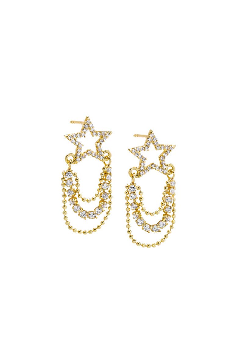 BY ADINA EDEN Pave Cutout Star Drop Tennis & Chain Stud Earring, Main, color, 