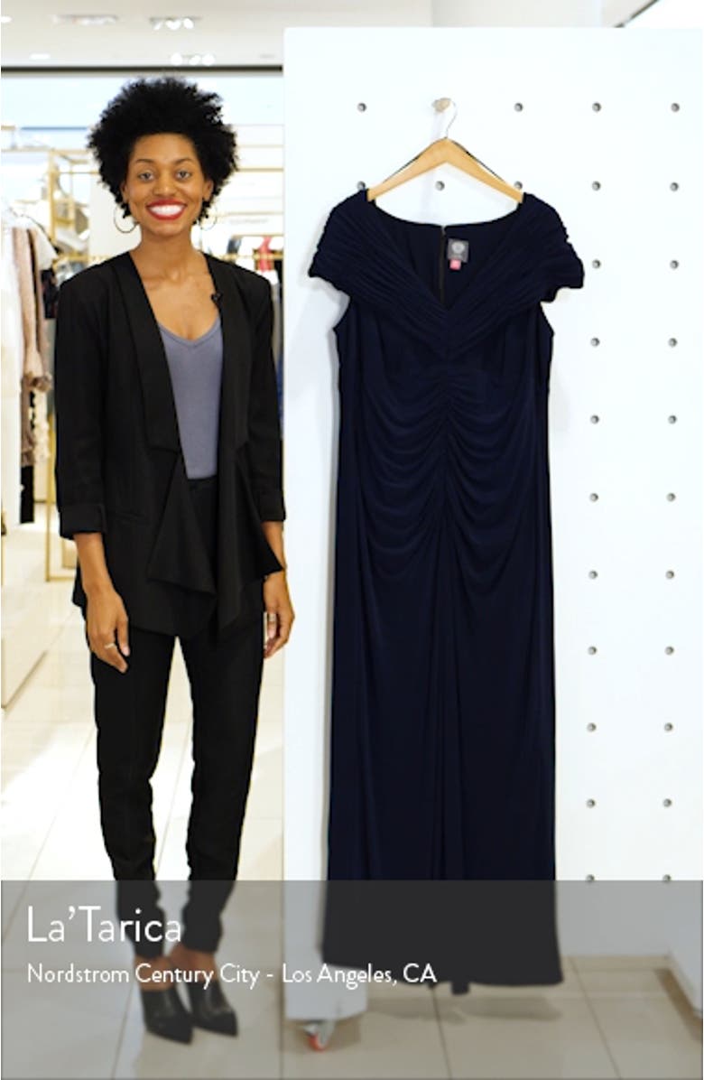 Portrait Collar Ruched Evening Gown, sales video thumbnail