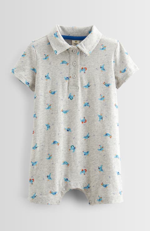 Print Cotton Polo Romper (Baby)
