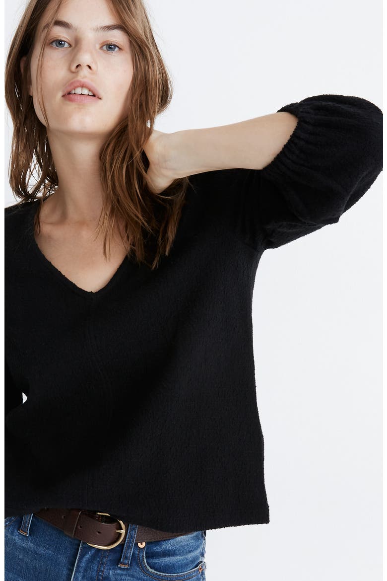 Texture & Thread Full Sleeve Top, Alternate, color, TRUE BLACK