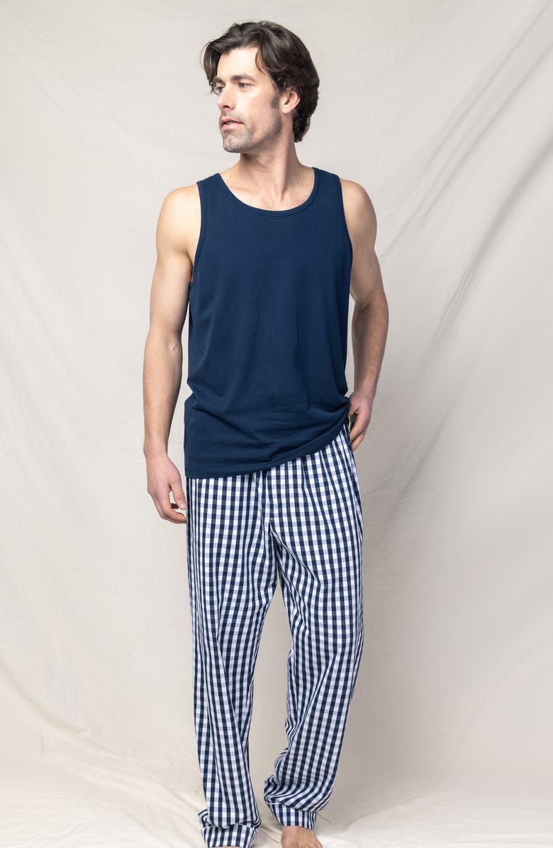 Petite Plume Pima Cotton Sleep Tank Top, Alternate, color, Navy