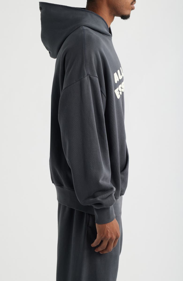 Fear of God Essentials '90s Fit Fleece Logo Hoodie, Alternate, color, Washed Iron Grey