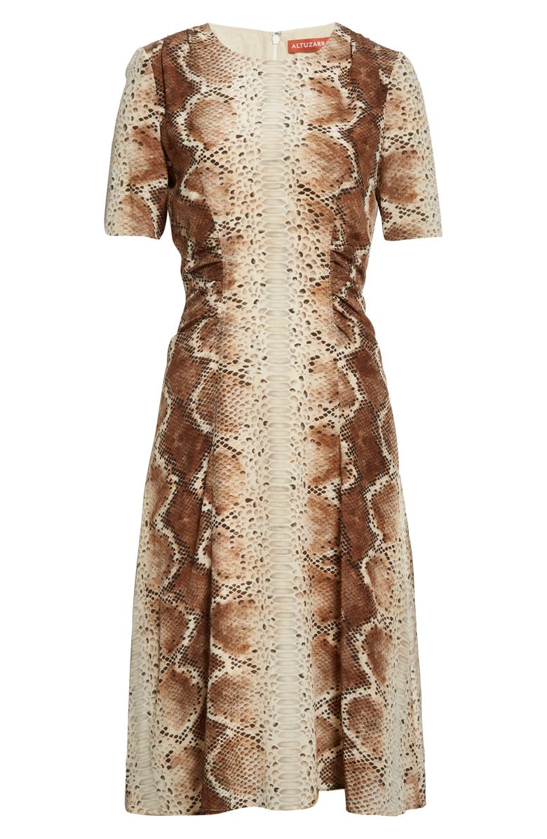 Altuzarra Snakeskin Print A-Line Silk Dress, Alternate, color,