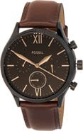 Fossil Fenmore Multifunction Leather Strap Watch, 44mm