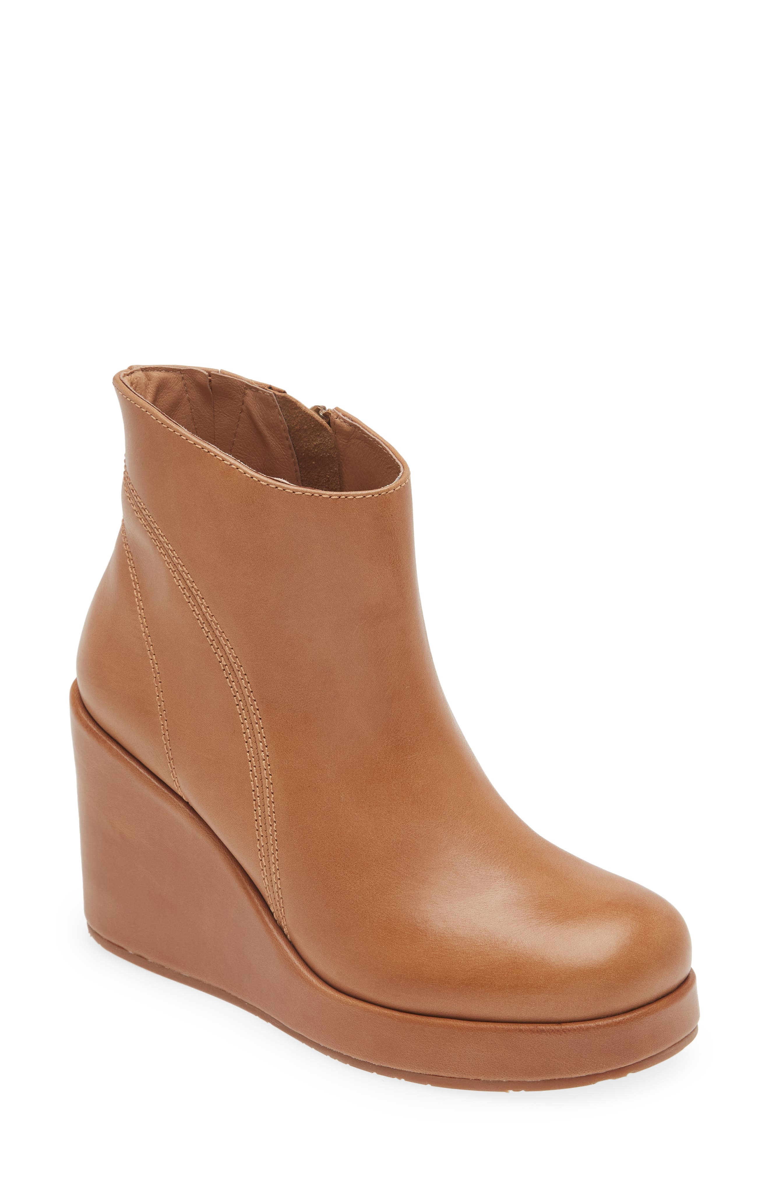 Penny Wedge Bootie, Main, color, CHESTNUT LEATHER