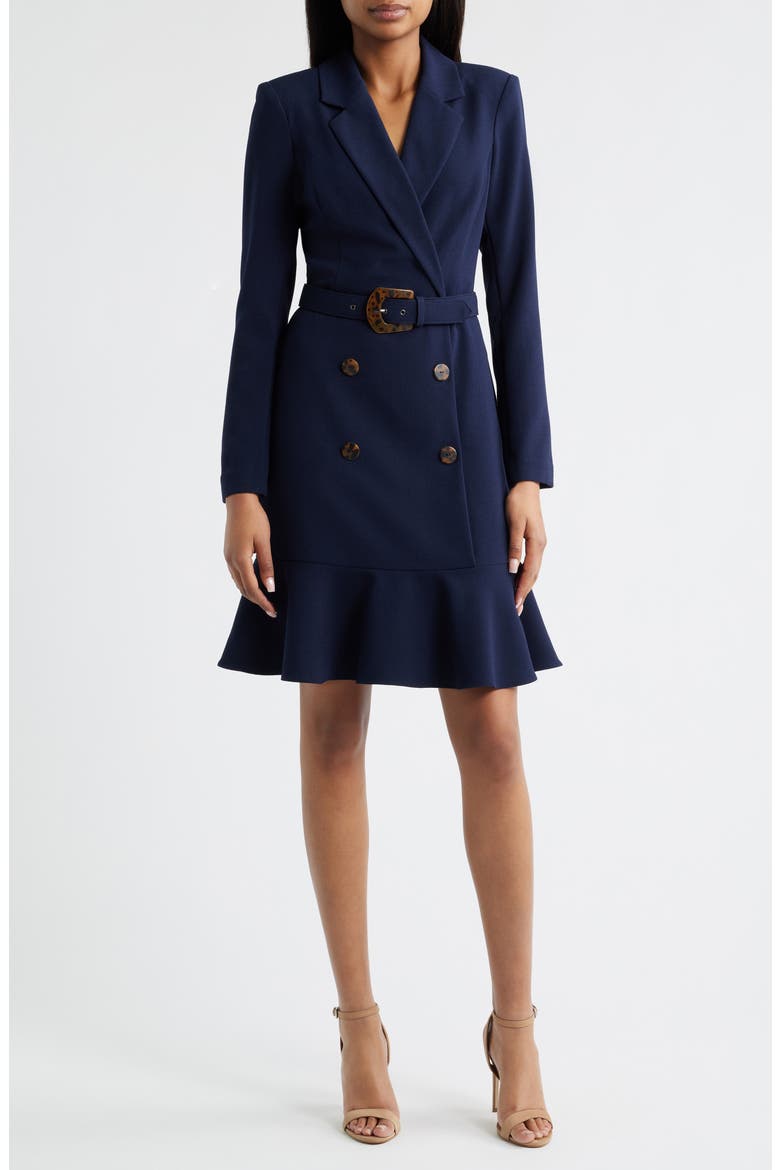 Long Sleeve Belted Blazer Dress, Main, color, NAVY