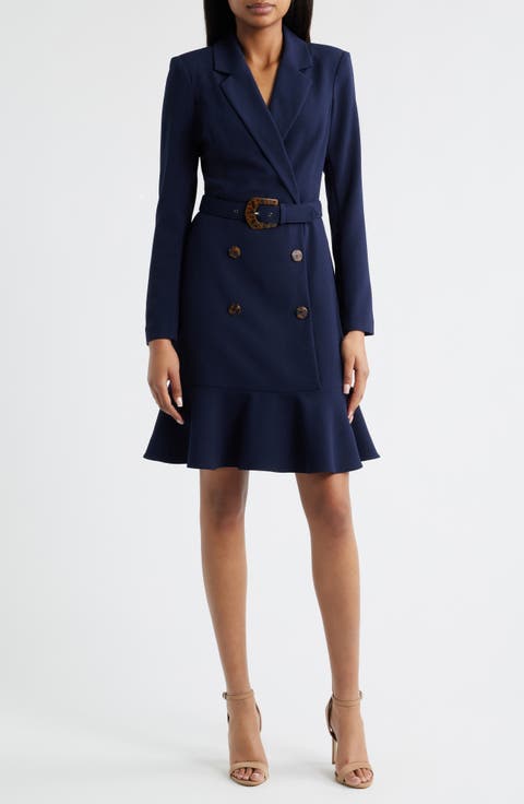 Long Sleeve Belted Blazer Dress