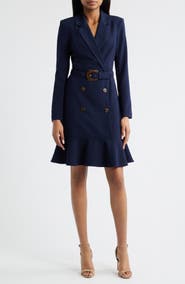 Eliza J Long Sleeve Belted Blazer Dress