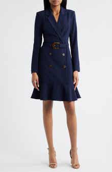 Long Sleeve Belted Blazer Dress