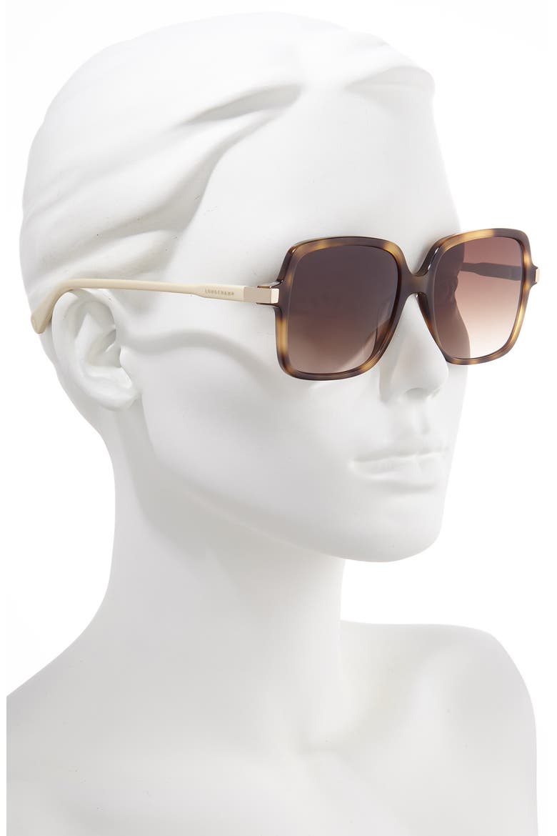 Le Pliage 55mm Gradient Square Sunglasses, Alternate, color, HAVANA/ IVORY