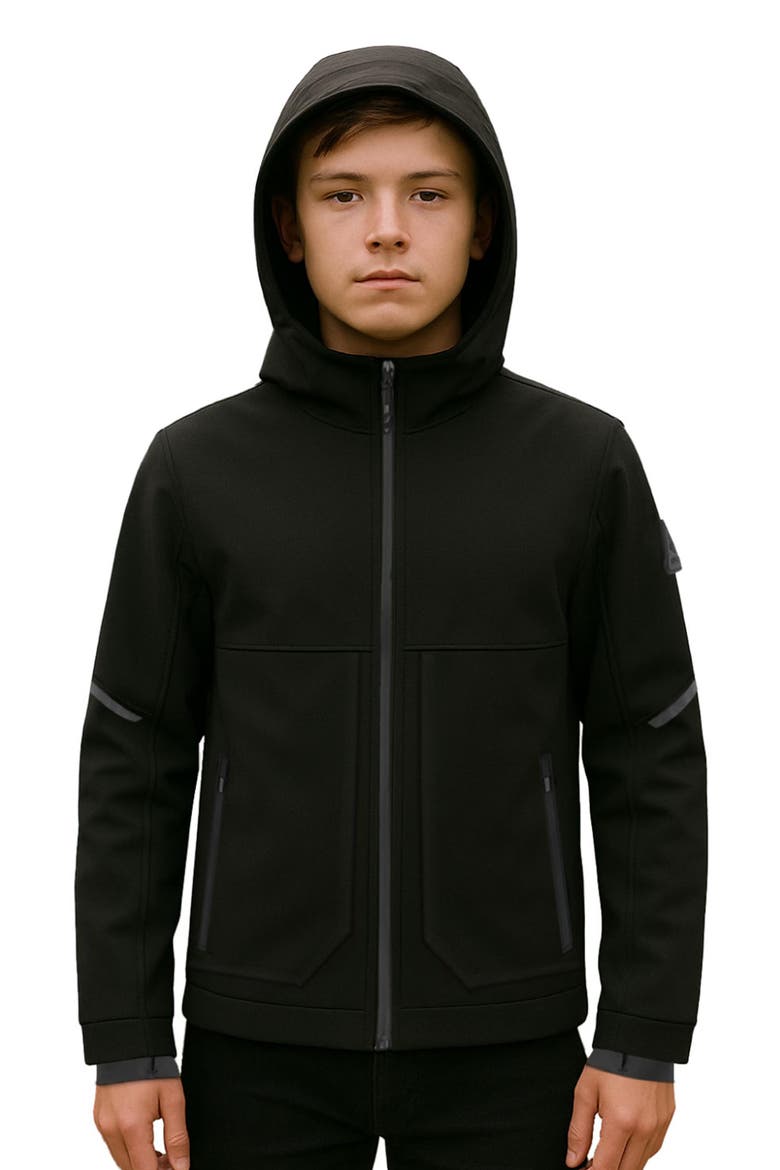 Tofino Junior - Kid's Fleece Lined Softshell Windbreaker, Main, color, BLACK