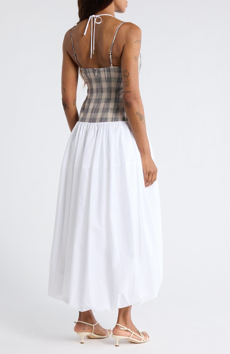 Simkhai Pfeiffer Bustier Bubble Hem Dress, Alternate, color, Midnight Gingham