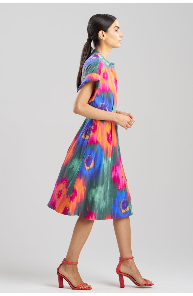 Natori MULTI FLORAL Mandarin Collar Shirt Dress, Alternate, color, Multi