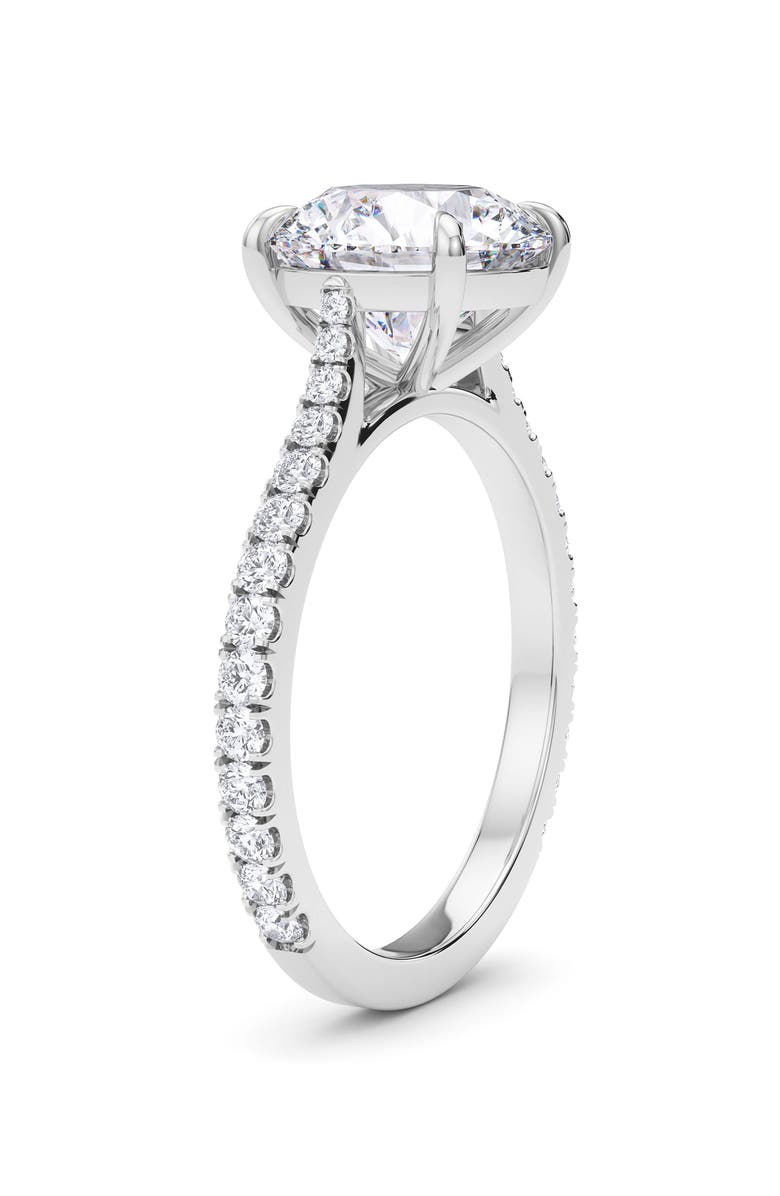 HauteCarat Round Brilliant Cut Pavé Lab Grown Diamond Ring, Alternate, color, 2.00 Ctw 18K White Gold