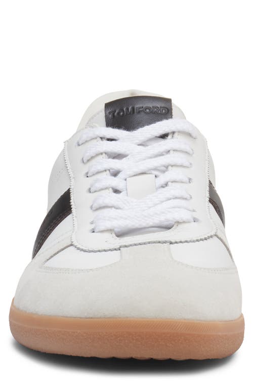 Tom Ford Archer White Low Top Sneakers With Logo Lettering On Tongue And Heel And Contrasting Heel In Leather In Multi