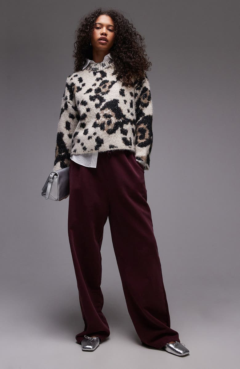 Topshop Animal Spot Relaxed Sweater, Alternate, color, 
