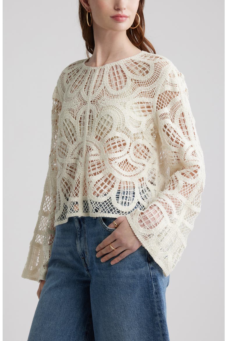 Crochet Top, Alternate, color, IVORY DOVE
