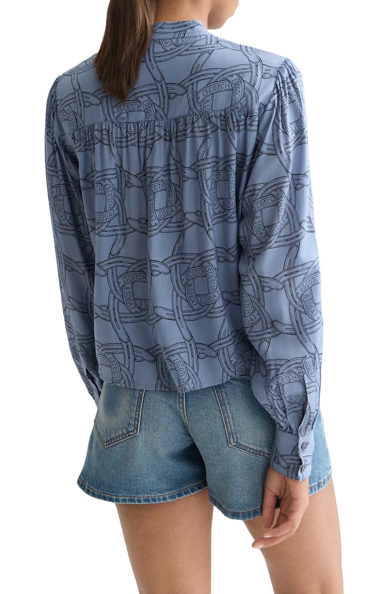 Scotch & Soda Print Pintuck Shirt, Alternate, color, Horseshoes Infinity