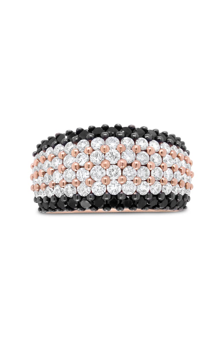 18K Rose Gold 2 1/5 Cttw Black and White Diamond 6 Row Band Ring, Main, color, Pink