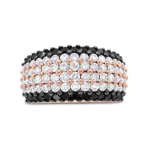 18K Rose Gold 2 1/5 Cttw Black and White Diamond 6 Row Band Ring