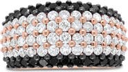 Haus of Brilliance 18K Rose Gold 2 1/5 Cttw Black and White Diamond 6 Row Band Ring