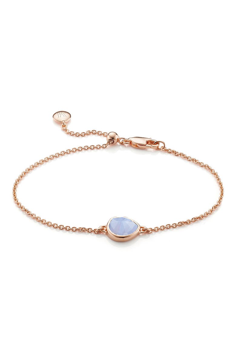 Mini Siren Fine Chain Bracelet, Main, color, ROSE GOLD/ BLUE LACE AGATE