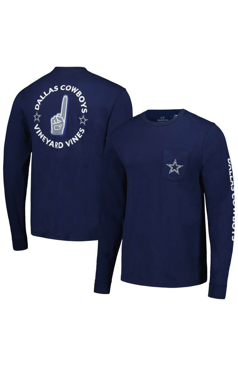 vineyard vines Men's Vineyard Vines Navy Dallas Cowboys Foam Finger Long Sleeve T-Shirt, Main, color, Navy