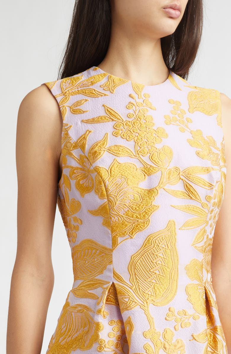 Lela Rose Betsy Floral Jacquard Cocktail Dress, Alternate, color, Peony Multi
