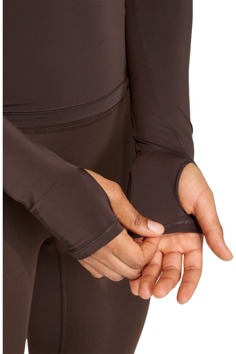 Power Essentials Workout Contour Long Sleeve Top, Alternate, color, AURORA COFFEE