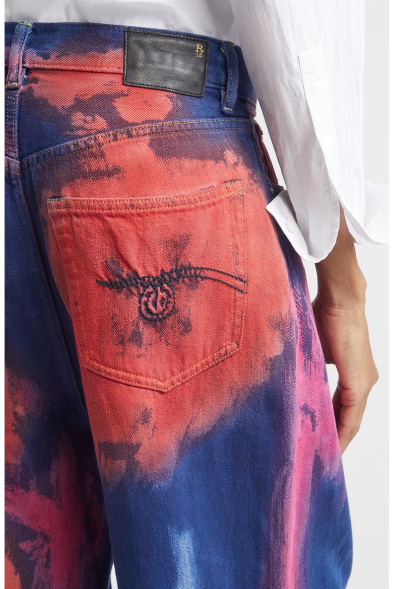 Pleated Crop Wide Leg Jeans, Alternate, color, BLAZE ROSE
