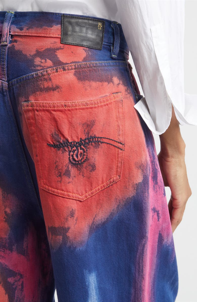 R13 Pleated Crop Wide Leg Jeans, Alternate, color, Blaze Rose