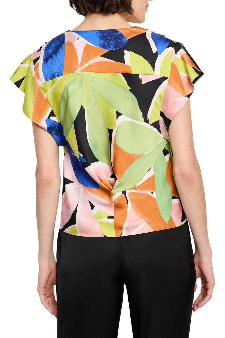 Mega Blooms Flutter Sleeve Top, Alternate, color, GREEN MULTI