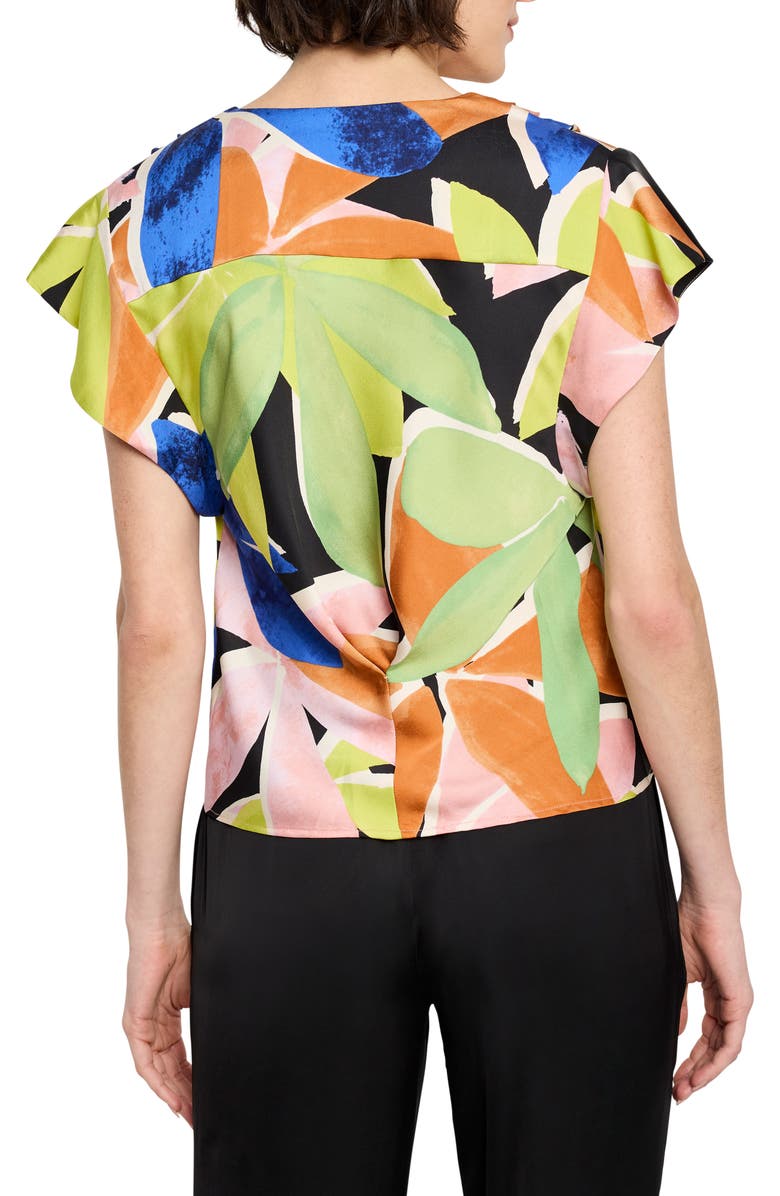 NIC+ZOE Mega Blooms Flutter Sleeve Top, Alternate, color, Green Multi