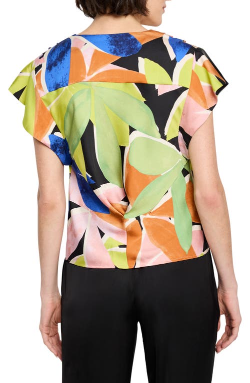 Nic + Zoe Nic+zoe Mega Blooms Flutter Sleeve Top In Green Multi