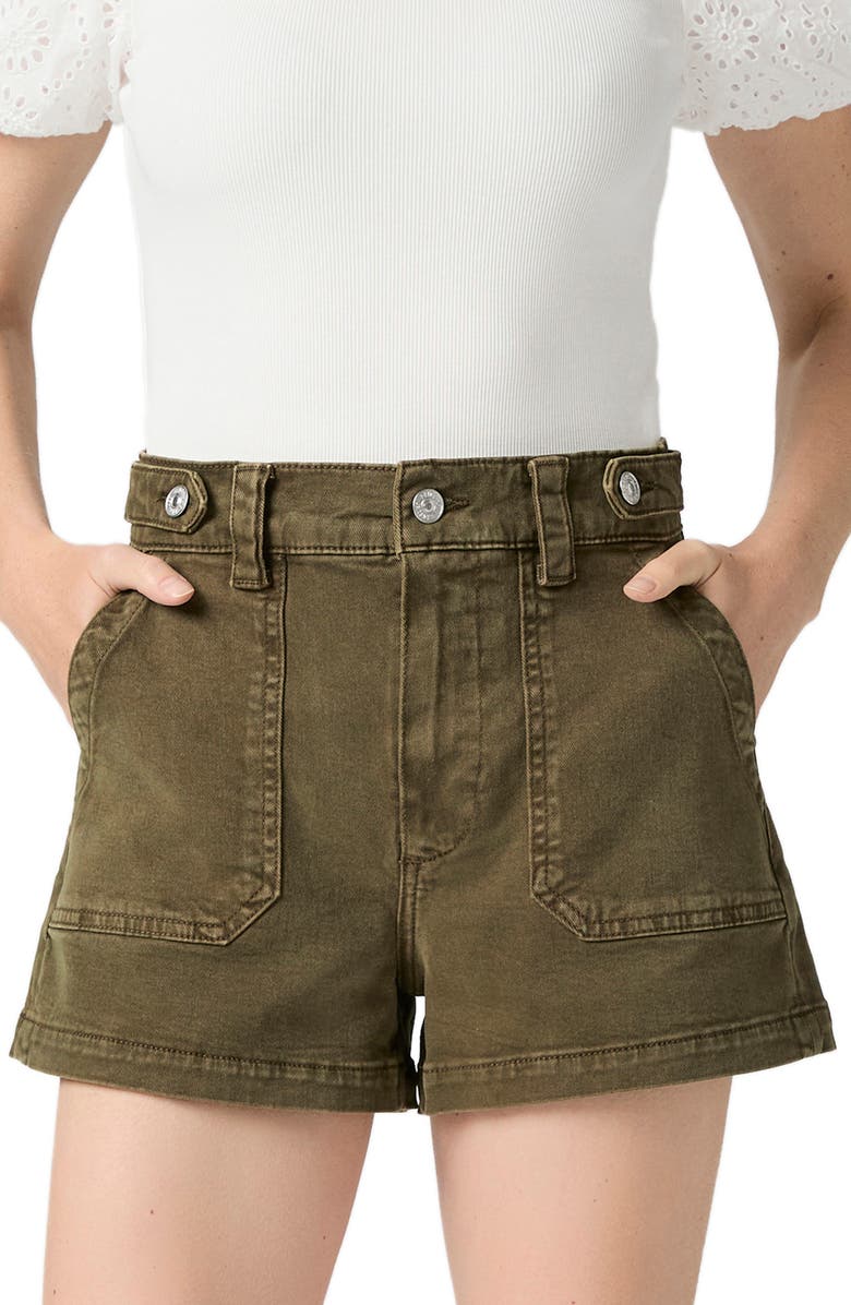 PAIGE Anessa Button Tab Denim Shorts, Alternate, color, Vintage Meadow Spring