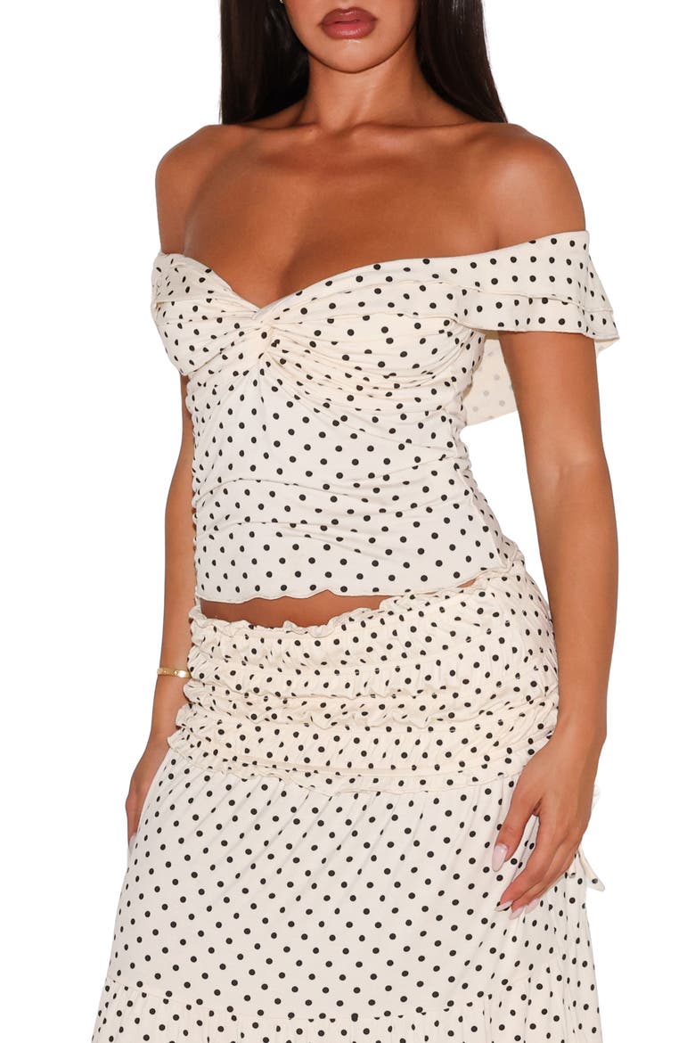 Denali Off the Shoulder Polka Dot Top, Alternate, color, WHITE POLKA DOT