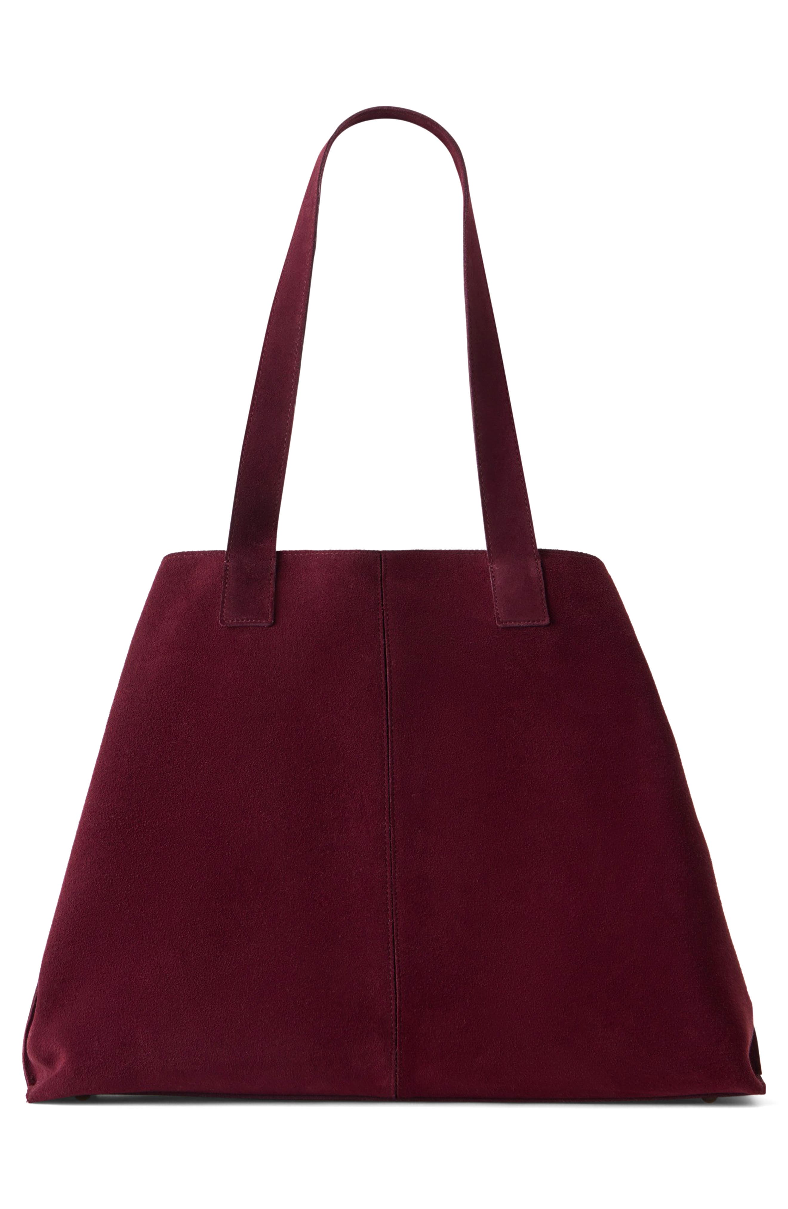 Medium AI Suede Convertible Shoulder Tote, Alternate, color, BURGUNDY