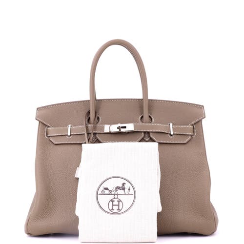 Pre-owned Hermes  Hermes Birkin Handbag Grey Togo With Palladium Hardware 35 In Brown